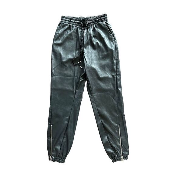 Revolve n:Philanthropy Marten Vegan Faux Leather Joggers in Black Size S - Picture 3 of 7